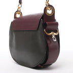 Chloe Tess Leather & Suede Shoulder bag in Green x Bordeaux