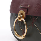 Chloe Tess Leather & Suede Shoulder bag in Green x Bordeaux