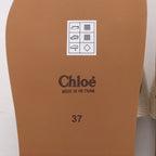 Chloe Woody Fabric Sandals in Beige 223252, Size EU 37
