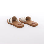 Chloe Woody Fabric Sandals in Beige 223252, Size EU 37