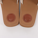 Chloe Woody Fabric Sandals in Beige 223252, Size EU 37