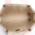 CHLOE Woody Large Canvas & Leather Tote Shoulder bag in Beige x Brown