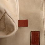 CHLOE Woody Large Canvas & Leather Tote Shoulder bag in Beige x Brown