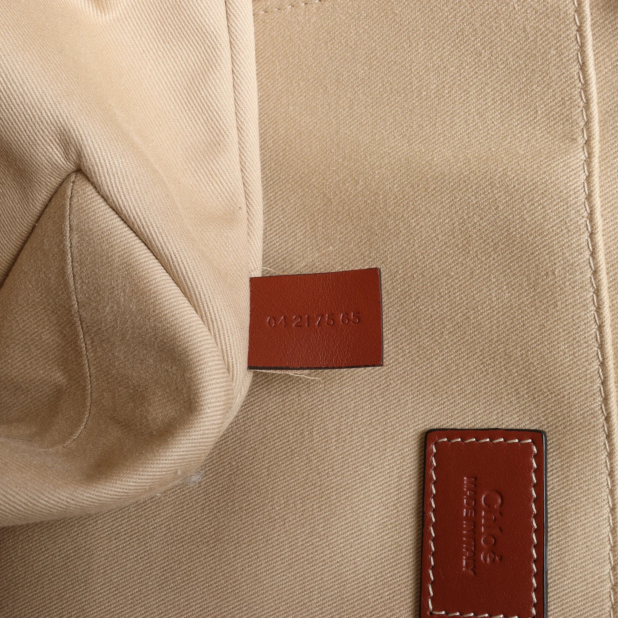 CHLOE Woody Large Canvas & Leather Tote Shoulder bag in Beige x Brown