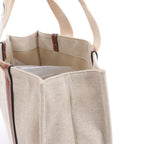 CHLOE Woody Large Canvas & Leather Tote Shoulder bag in Beige x Brown