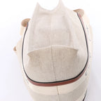 CHLOE Woody Large Canvas & Leather Tote Shoulder bag in Beige x Brown