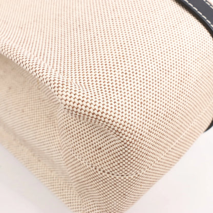 Grand sac fourre-tout en toile et cuir CHLOE Woody, noir et beige