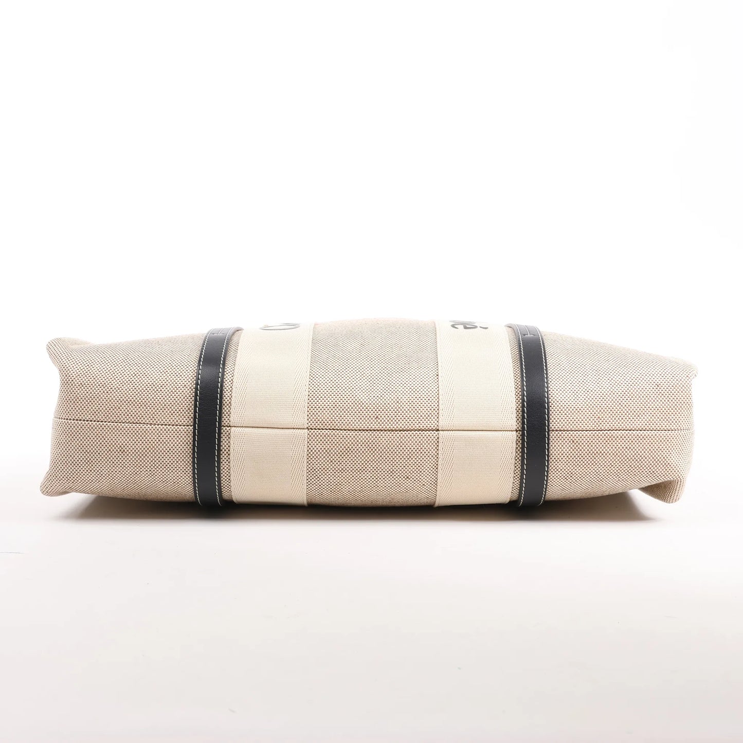 Grand sac fourre-tout en toile et cuir CHLOE Woody, noir et beige