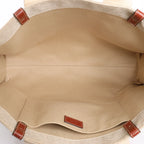 CHLOE Woody Large Canvas & Leather Tote Shoulder bag in Beige x Brown