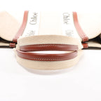 CHLOE Woody Large Canvas & Leather Tote Shoulder bag in Beige x Brown