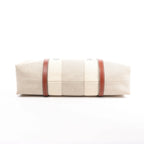 CHLOE Woody Large Canvas & Leather Tote Shoulder bag in Beige x Brown