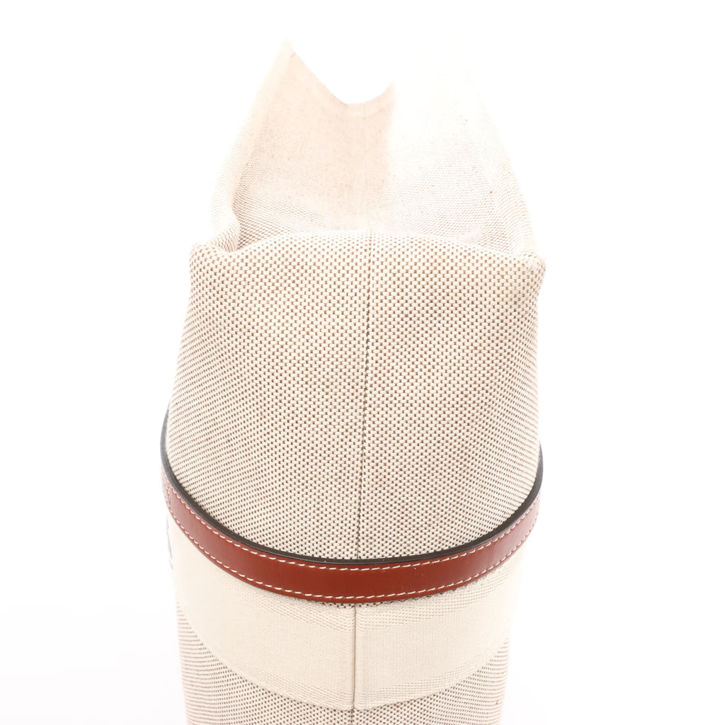 CHLOE Woody Large Canvas & Leather Tote Shoulder bag in Beige x Brown