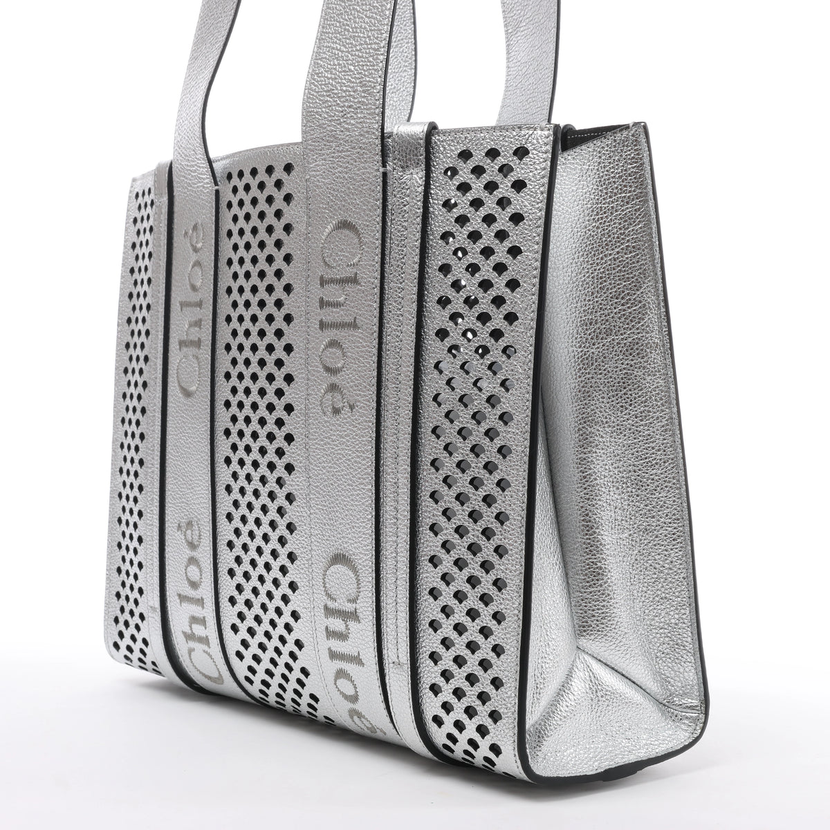 Bolso de hombro mediano CHLOE Woody de lona y piel en marrón