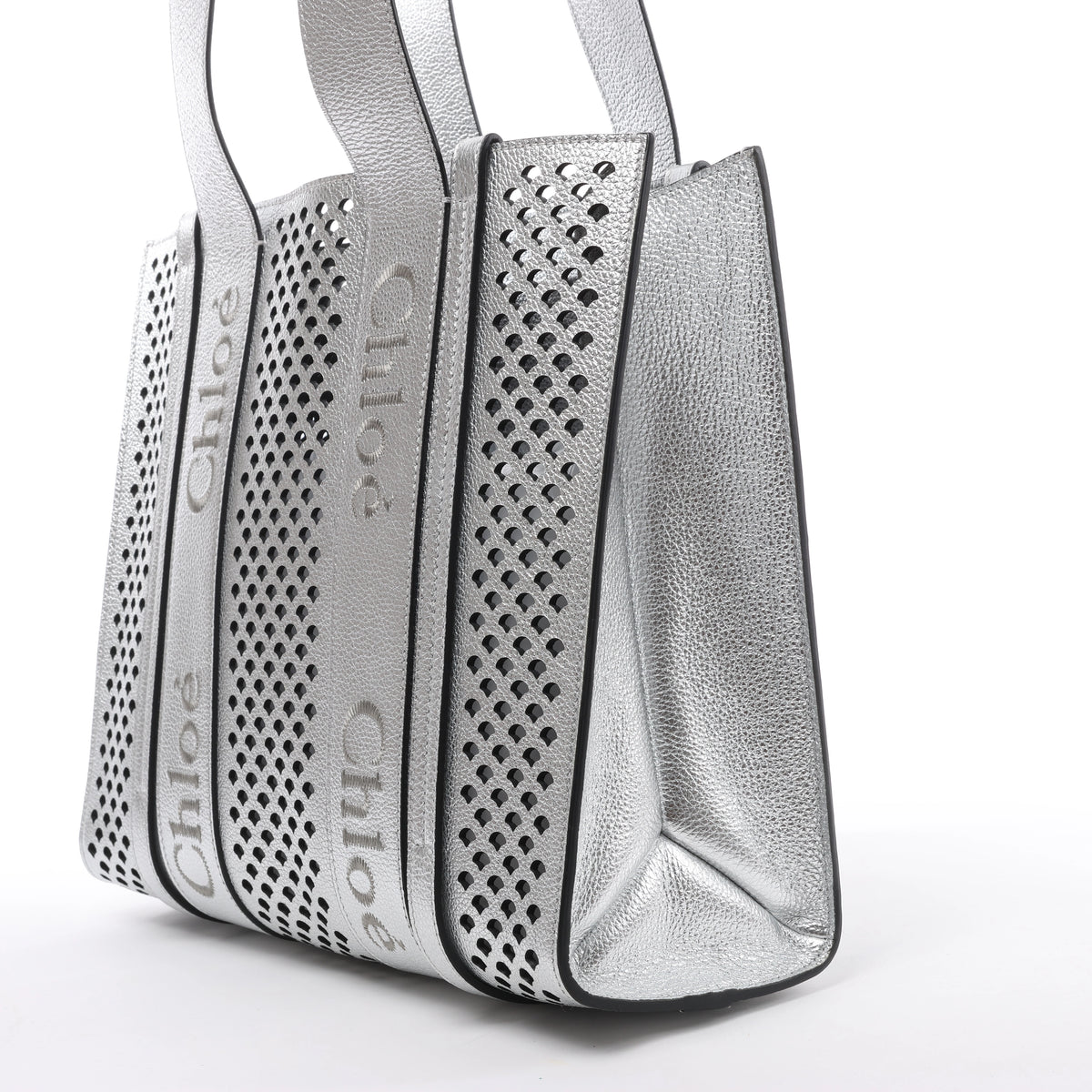 Bolso de hombro mediano CHLOE Woody de lona y piel en marrón