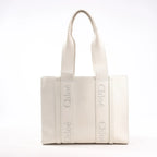 Chloé Woody Medium Leather Handbag in White