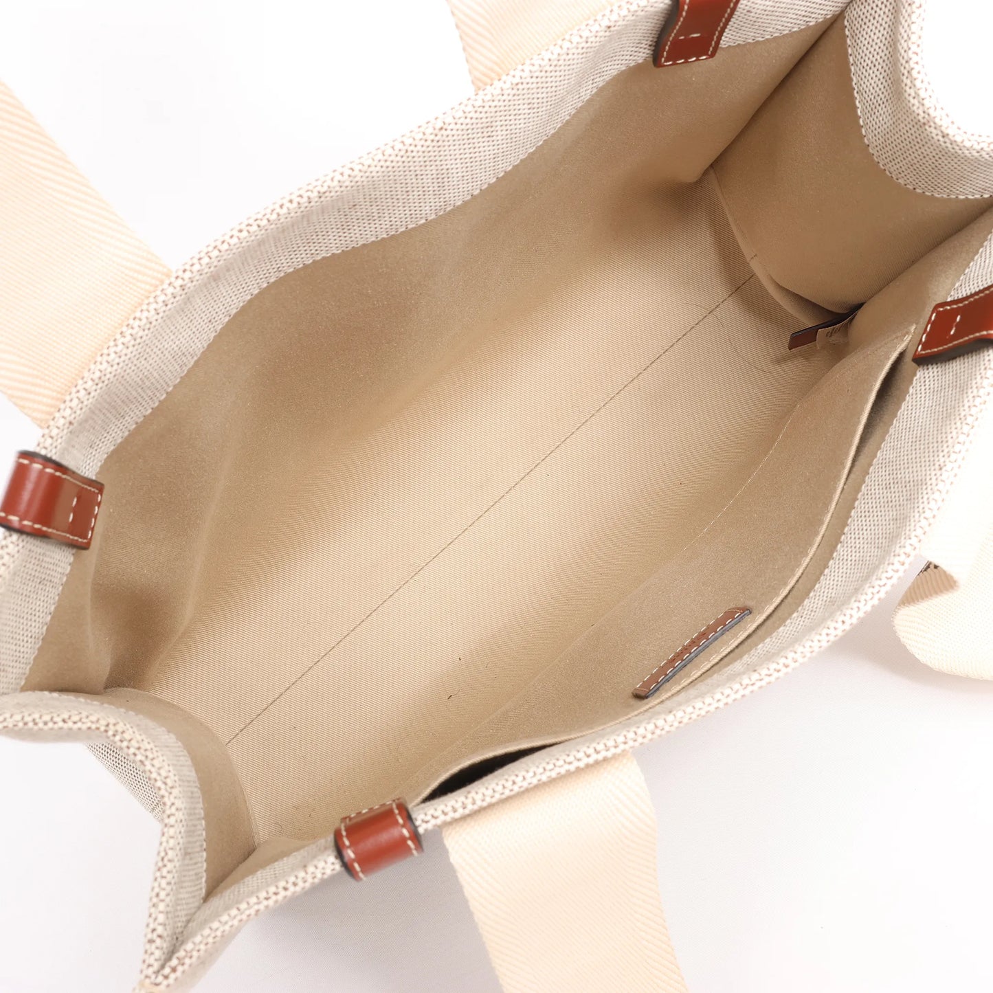 CHLOE Woody Medium Canvas & Leather Tote Shoulder bag in Brown