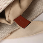CHLOE Woody Medium Canvas x Leather Tote Shoulder bag in Beige x Brown