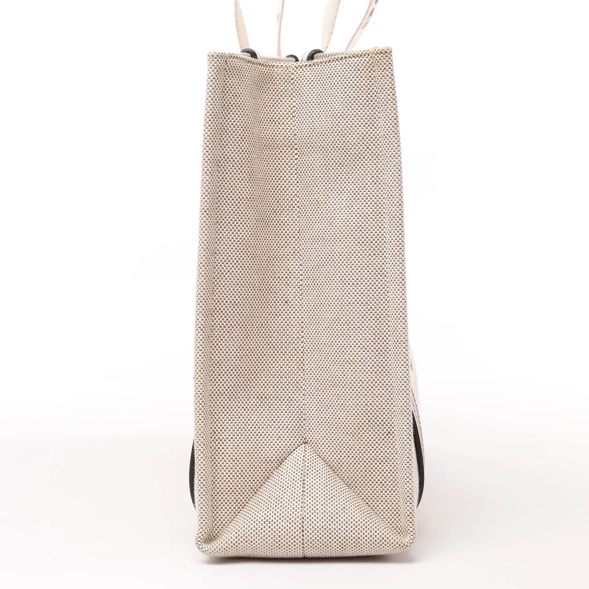 CHLOE Woody Medium Canvas x Leather Tote Shoulder bag in Beige x Brown