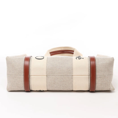 CHLOE Woody Medium Canvas & Leather Tote Shoulder bag in Brown