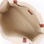 CHLOE Woody Medium Canvas x Leather Tote Shoulder bag in Beige x Brown