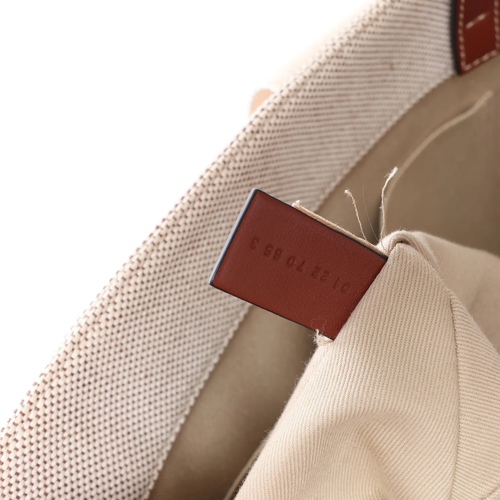 CHLOE Woody Medium Canvas x Leather Tote Shoulder bag in Beige x Brown