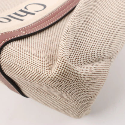 CHLOE Woody Medium Tote-Umhängetasche aus Canvas und Leder in Braun