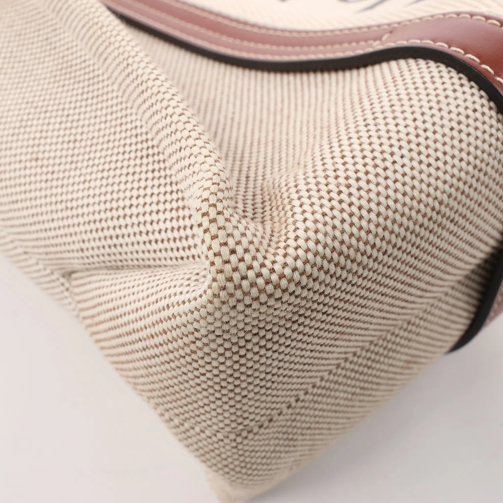CHLOE Woody Medium Canvas & Leather Tote Shoulder bag in Brown