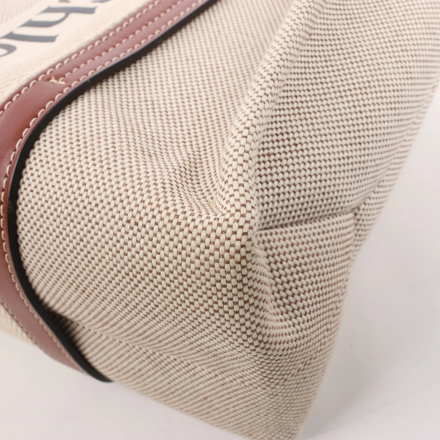 CHLOE Woody Medium Tote-Umhängetasche aus Canvas und Leder in Braun