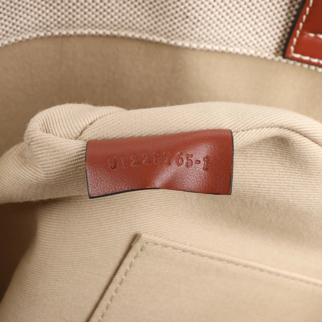 CHLOE Woody Medium Canvas & Leather Tote Shoulder bag in Brown