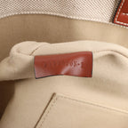 CHLOE Woody Medium Canvas & Leather Tote Shoulder bag in Brown