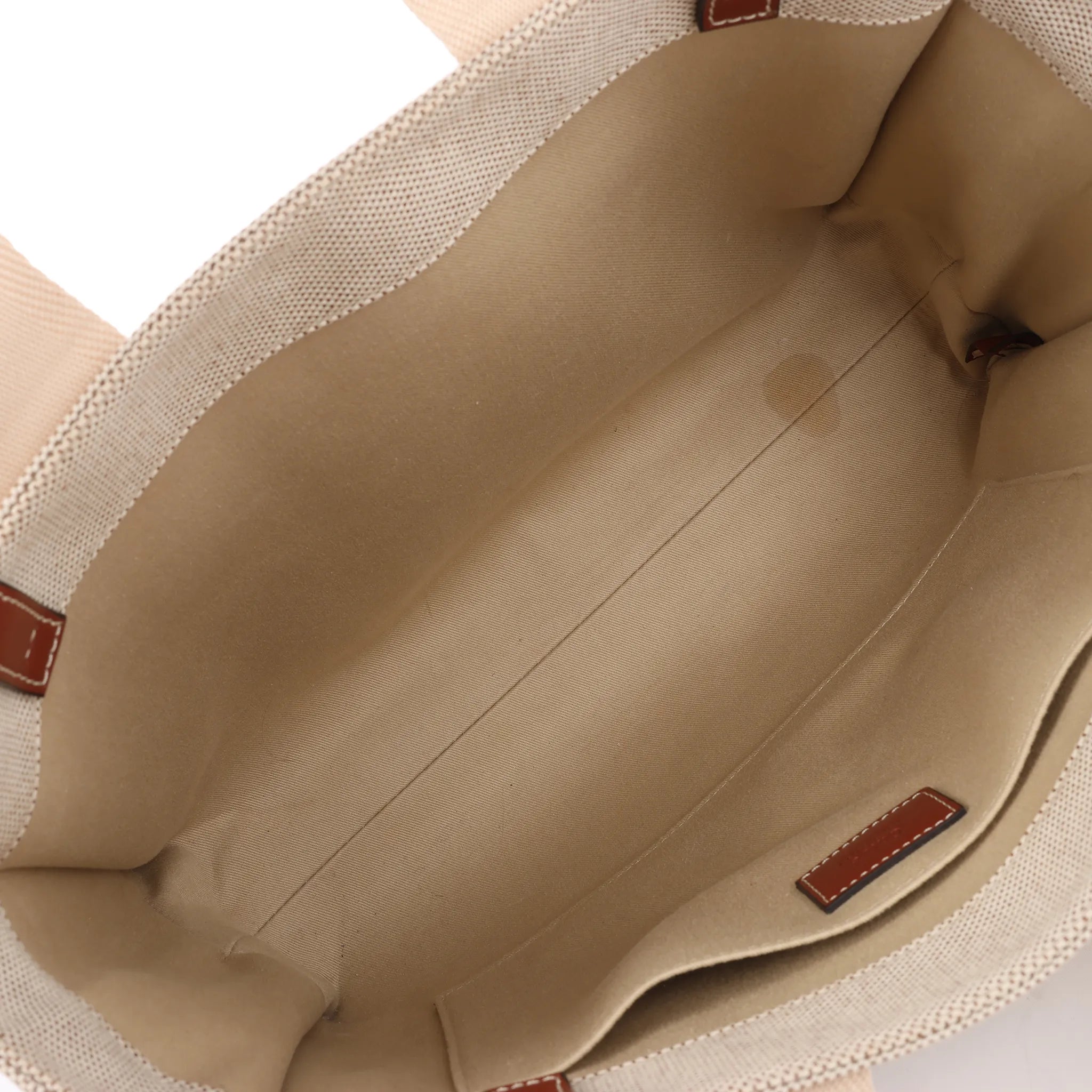 CHLOE Woody Medium Canvas & Leather Tote Shoulder bag in Brown