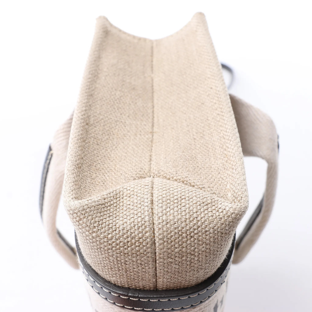 Chloé Woody Mini Canvas & Leather 2Way Handbag in Beige x Black