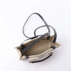 Chloé Woody Mini Canvas & Leather 2Way Handbag in Beige x Black