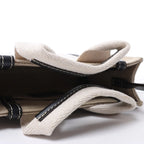 Chloé Woody Mini Canvas & Leather 2Way Handbag in Beige x Black