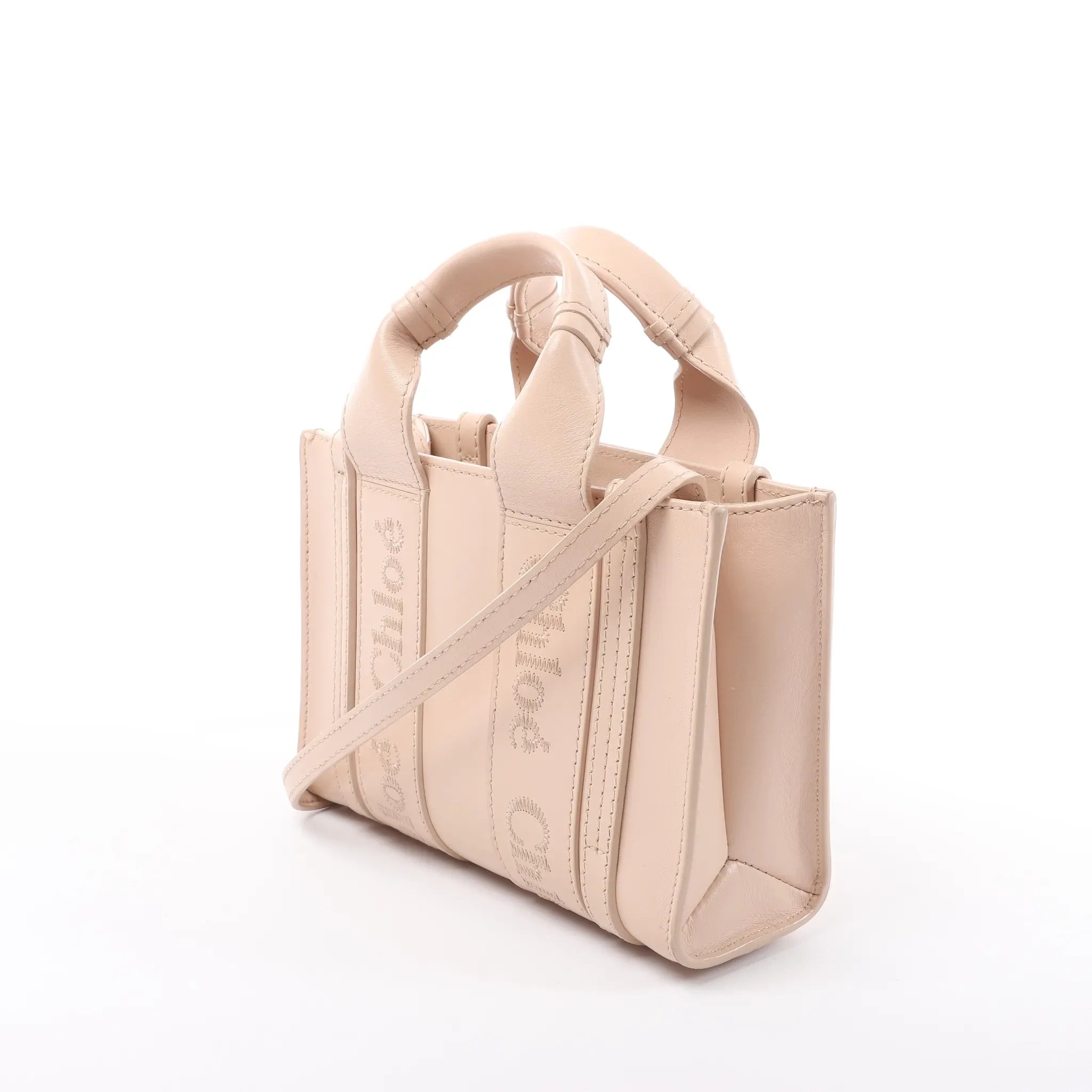 Chloé Woody Mini Leather 2Way Handbag in Pink