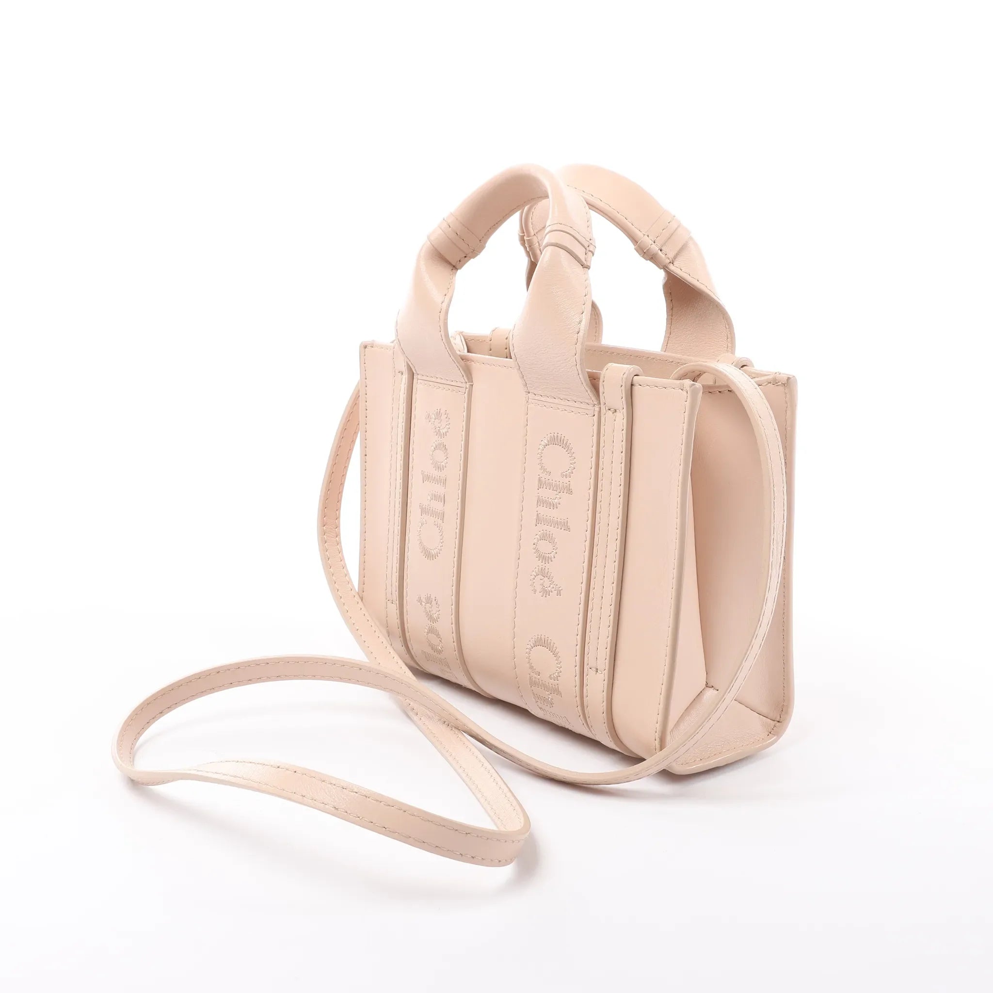 Chloé Woody Mini Leather 2Way Handbag in Pink
