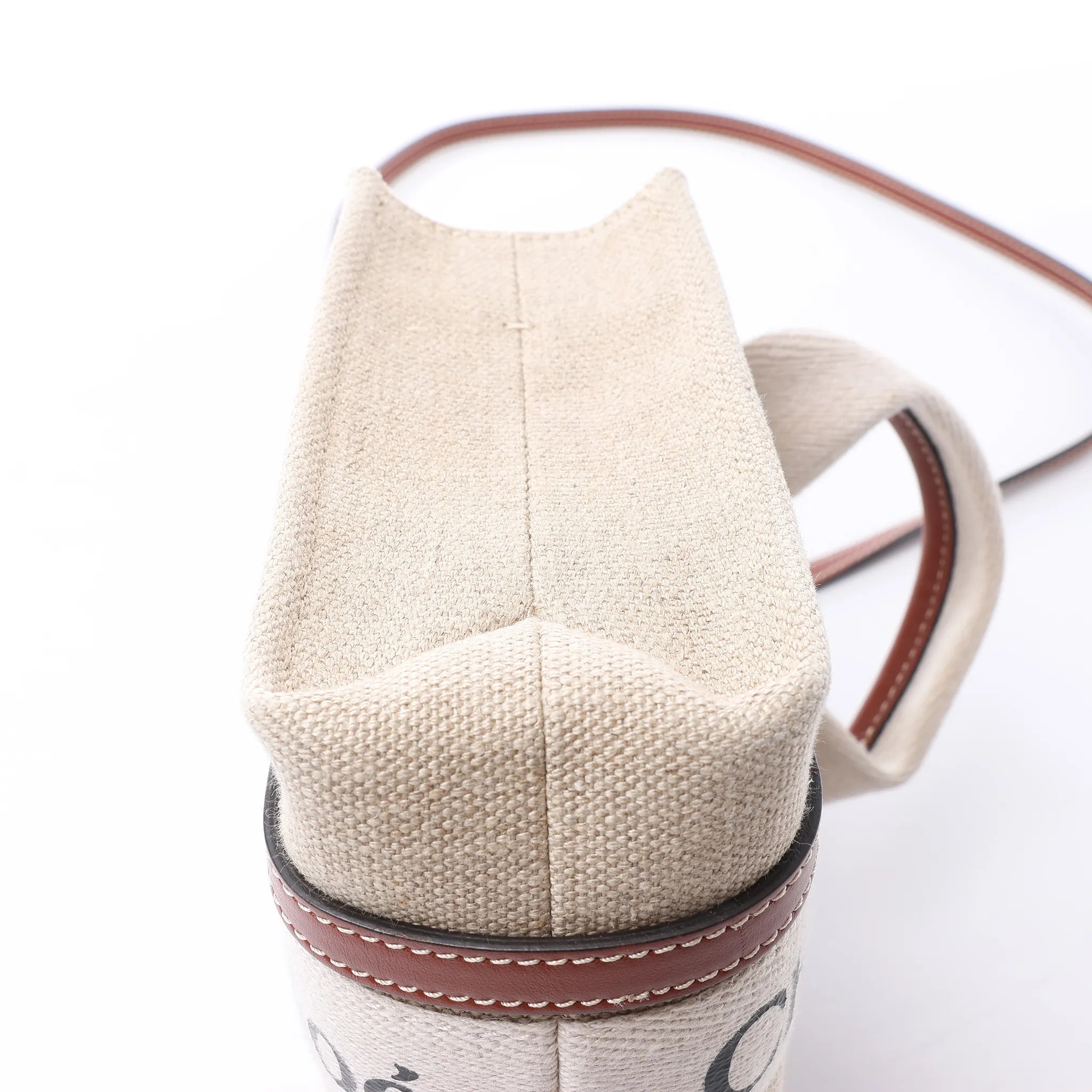 Chloé Woody Mini Canvas & Leather 2Way Handbag in Beige x Brown
