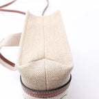 Chloé Woody Mini Canvas & Leather 2Way Handbag in Beige x Brown