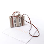 Chloé Woody Mini Canvas & Leather 2Way Handbag in Beige x Brown