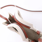 Chloé Woody Mini Canvas & Leather 2Way Handbag in Beige x Brown