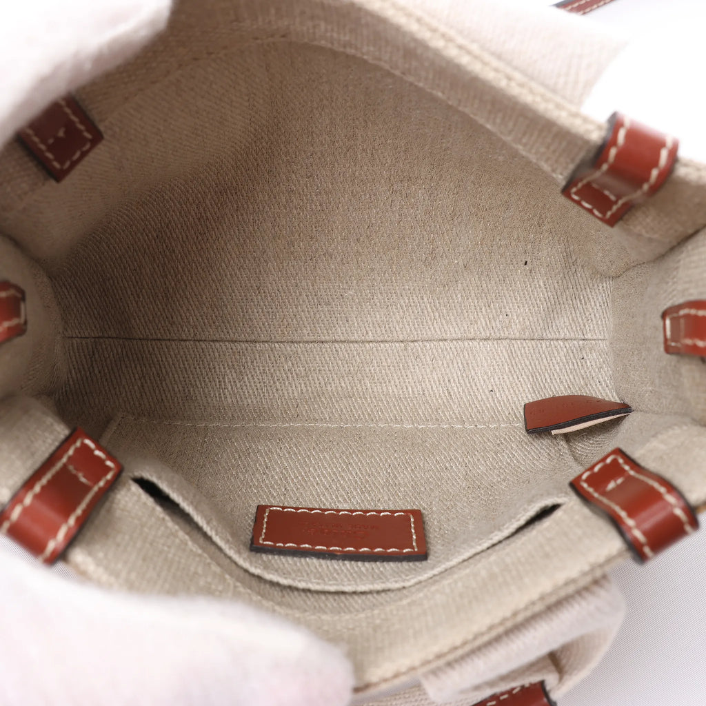 Chloé Woody Mini Canvas & Leather 2Way Handbag in Beige x Brown