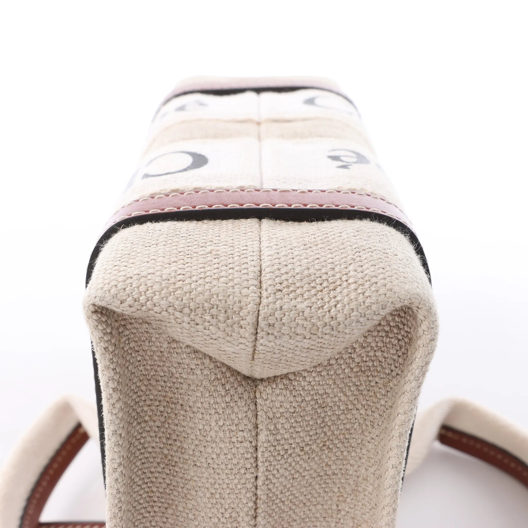 Bolso de mano de lona y piel Chloé Woody Nano de 2 vías en beige y marrón