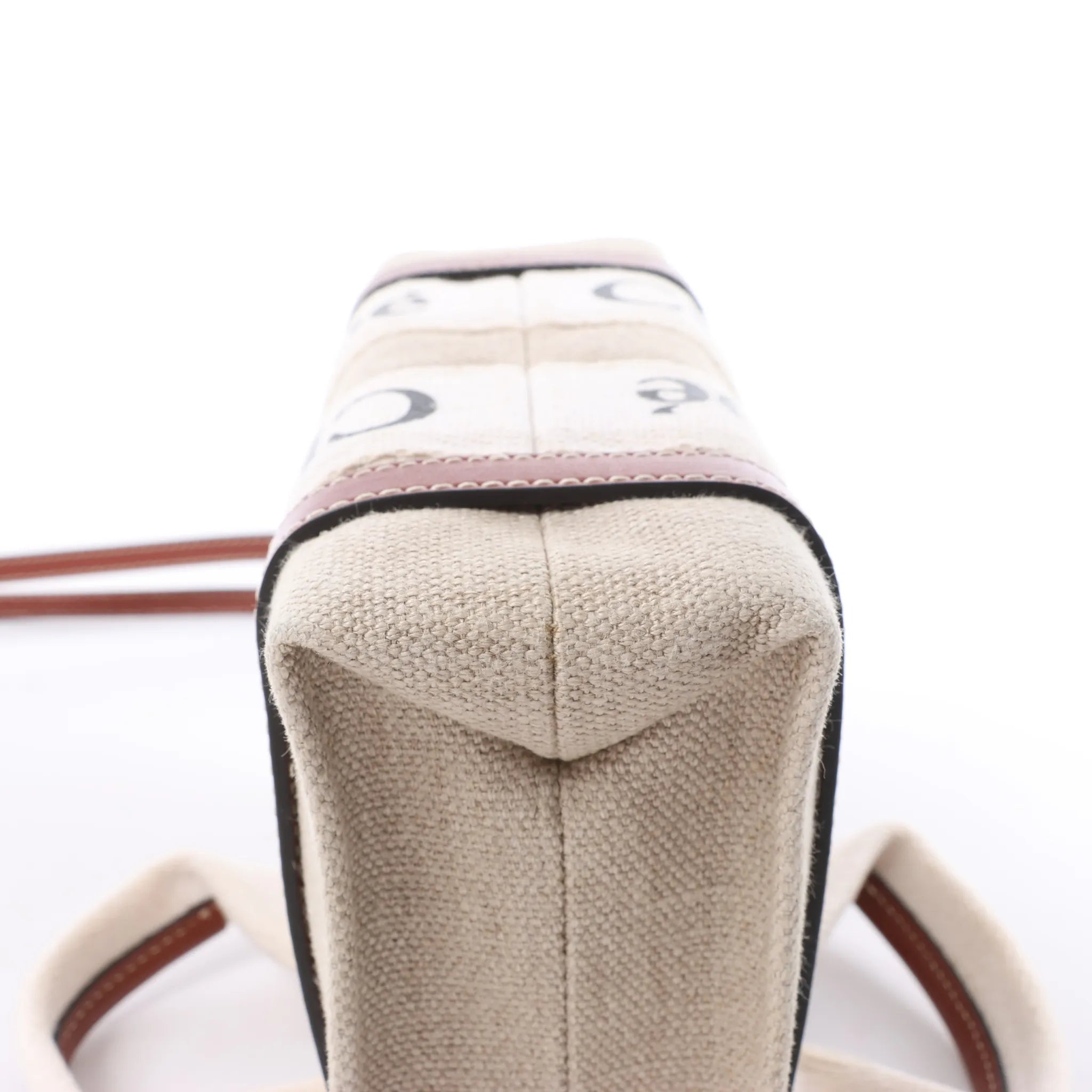 Bolso de mano de lona y piel Chloé Woody Nano de 2 vías en beige y marrón