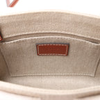 Bolso de mano de lona y piel Chloé Woody Nano de 2 vías en beige y marrón