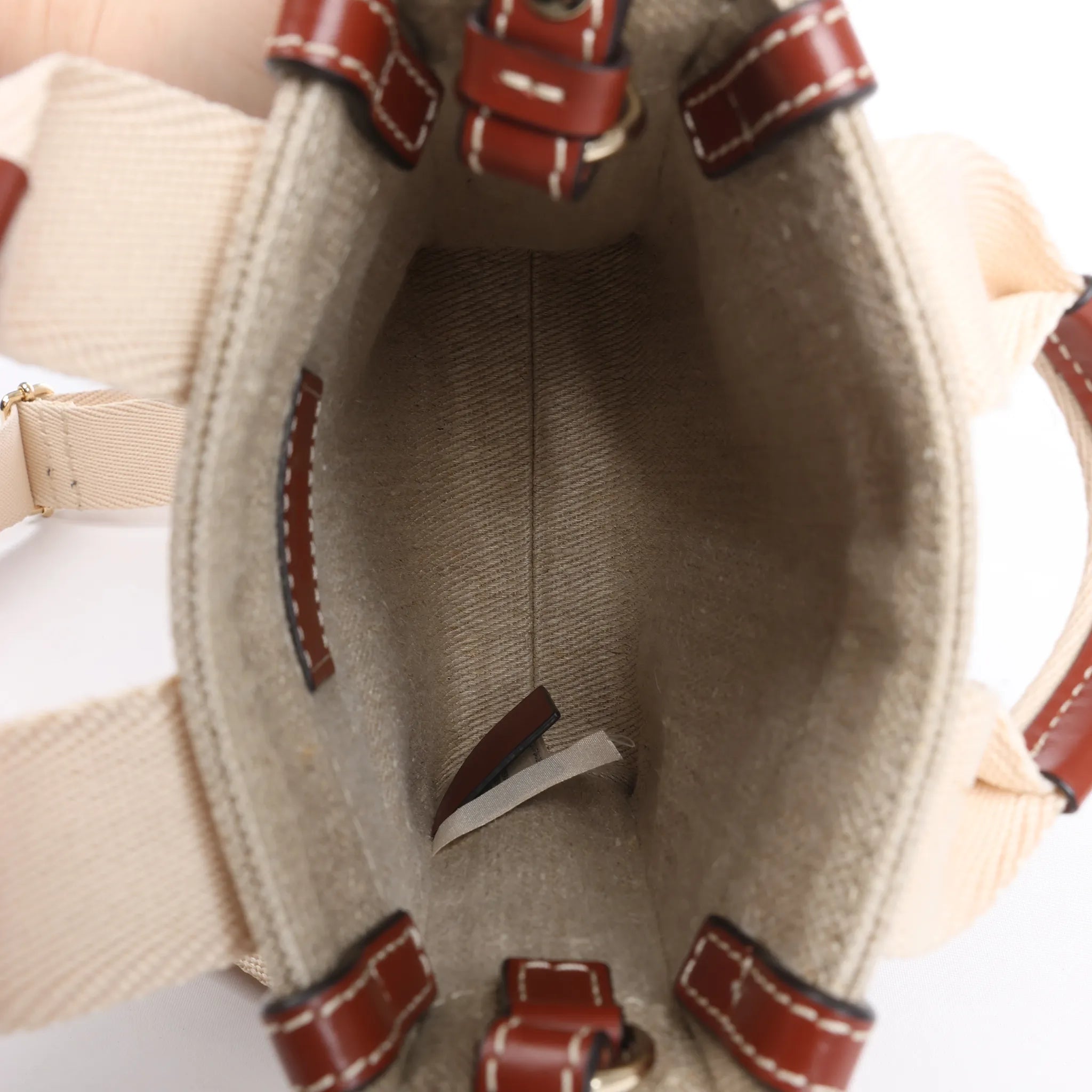 Chloé Woody North South Canvas & Leather 2Way Handbag in Beige x Brown