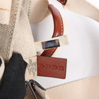 Chloé Woody North South Canvas & Leather 2Way Handbag in Beige x Brown