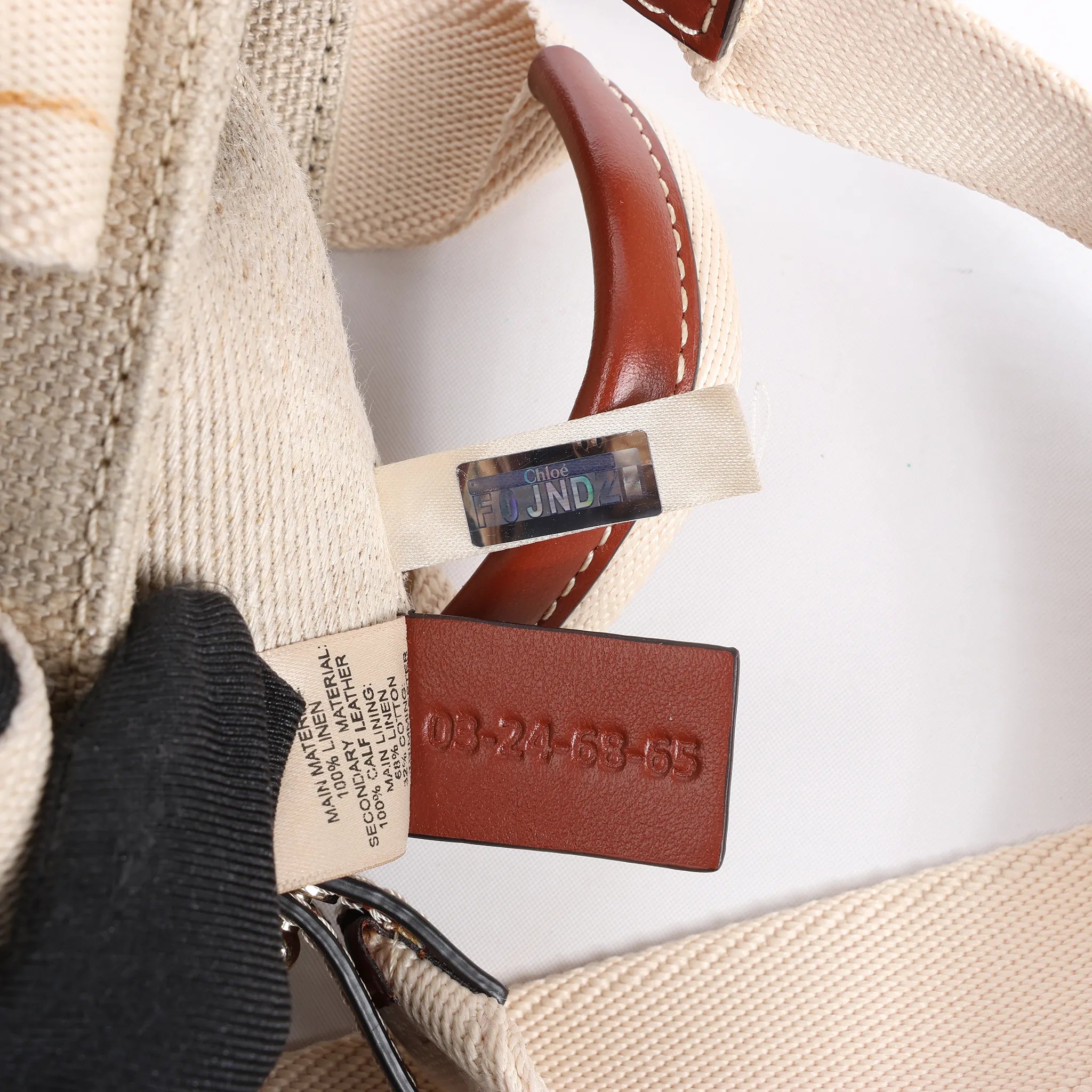 Chloé Woody North South Canvas & Leather 2Way Handbag in Beige x Brown