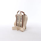 Chloé Woody North South Canvas & Leather 2Way Handbag in Beige x Brown
