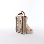 Chloé Woody North South Canvas & Leather 2Way Handbag in Beige x Brown
