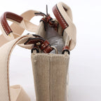 Chloé Woody North South Canvas & Leather 2Way Handbag in Beige x Brown